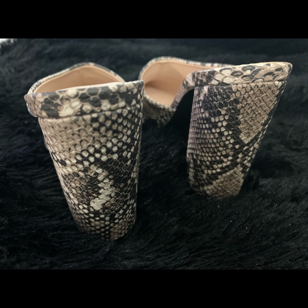 Snake Print Pointed Toe Mule Heels - image 4